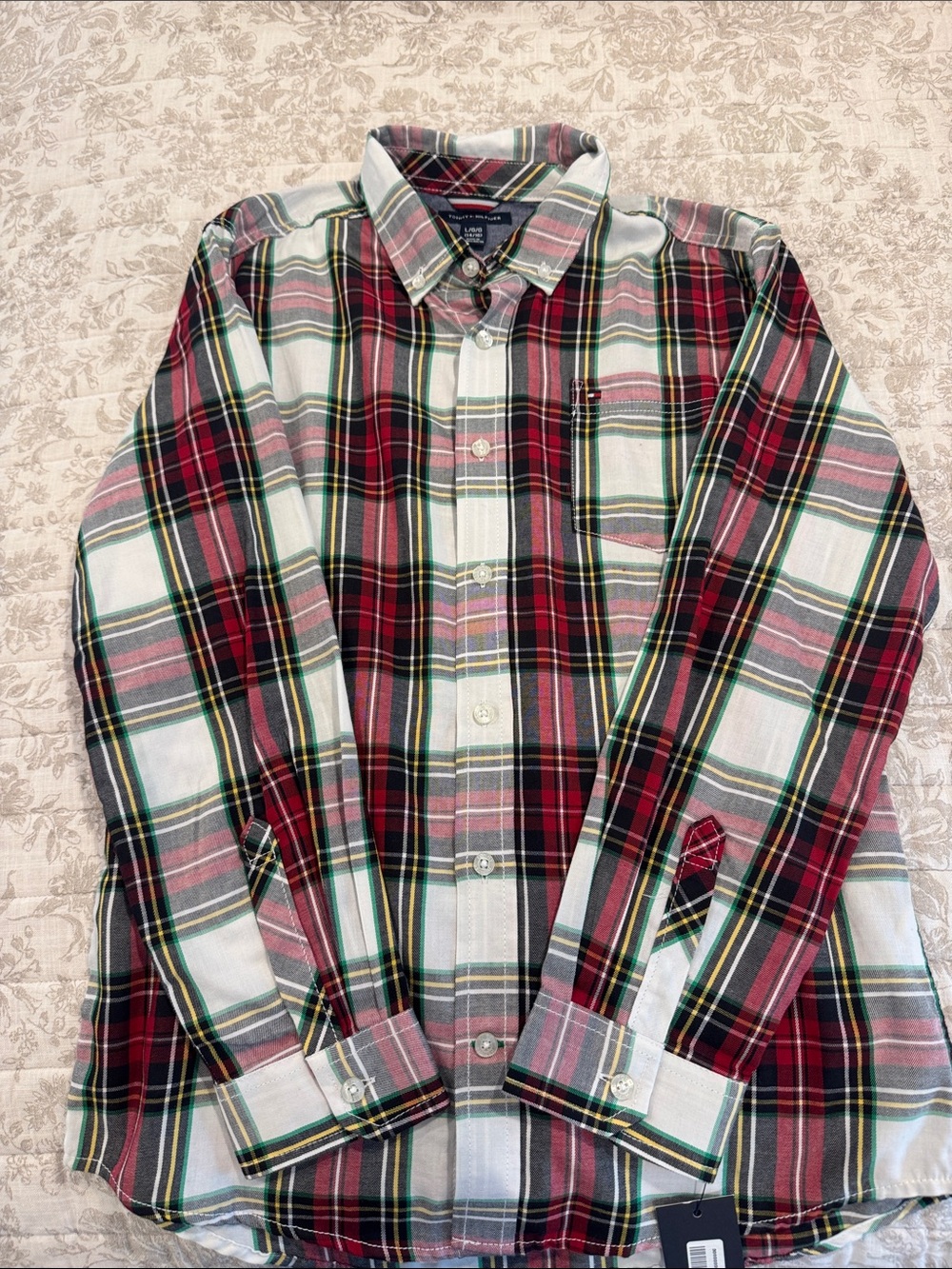 Tommy Hilfiger Red & White Plaid Button-Down Shirt